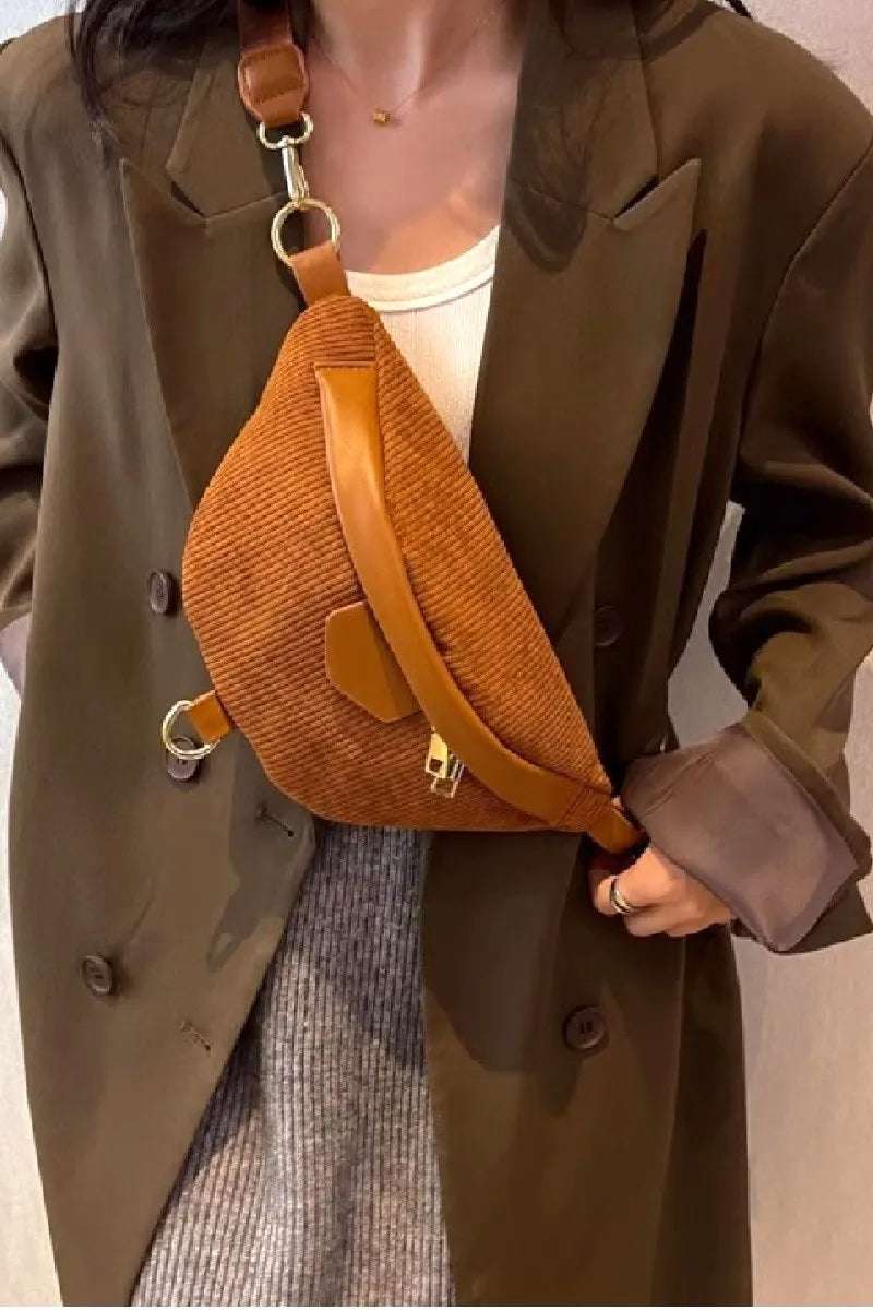 Zenana Corduroy Crossbody Bag with Removable Strap - Premium Crossbody Bag from Trendsi - Just $32.99! Shop now at Handbags Specialist Headquarter