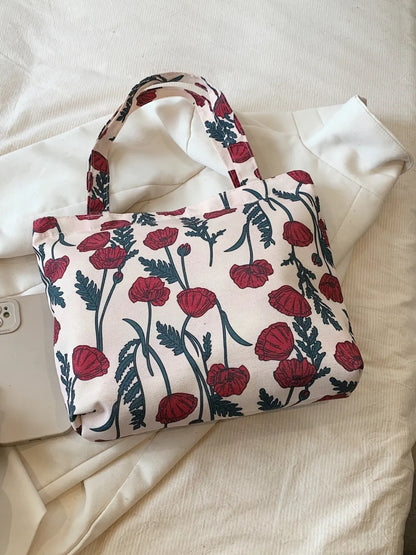 Printed Canvas Handbag with Zipper - Premium Handbags from Trendsi - Just $21.99! Shop now at Handbags Specialist Headquarter