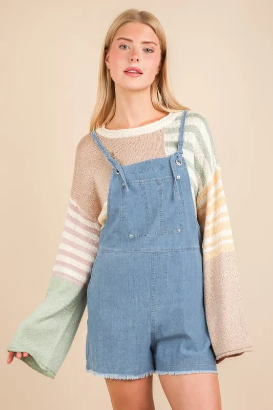 VERY J Mineral Washed Denim Casual Romper - Premium Women / Jeans & Denim from Trendsi - Just $40! Shop now at Handbags Specialist Headquarter