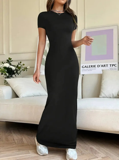 Short Sleeve Maxi Tee Dress - Premium Maxi Dress from Trendsi - Just $29.99! Shop now at Handbags Specialist Headquarter
