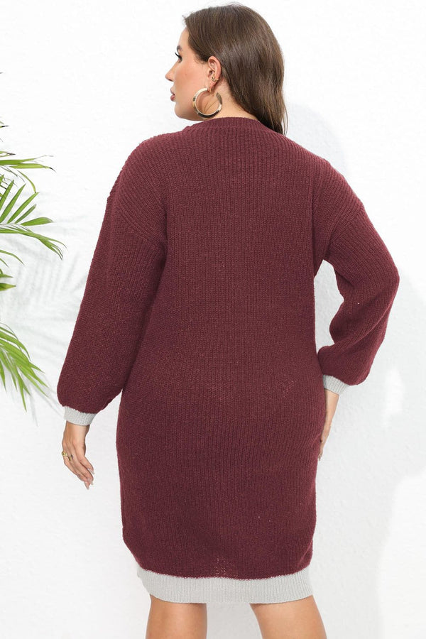 Plus Size Long Sleeve Sweater Dress - Premium Dress from Trendsi - Just $37! Shop now at Handbags Specialist Headquarter