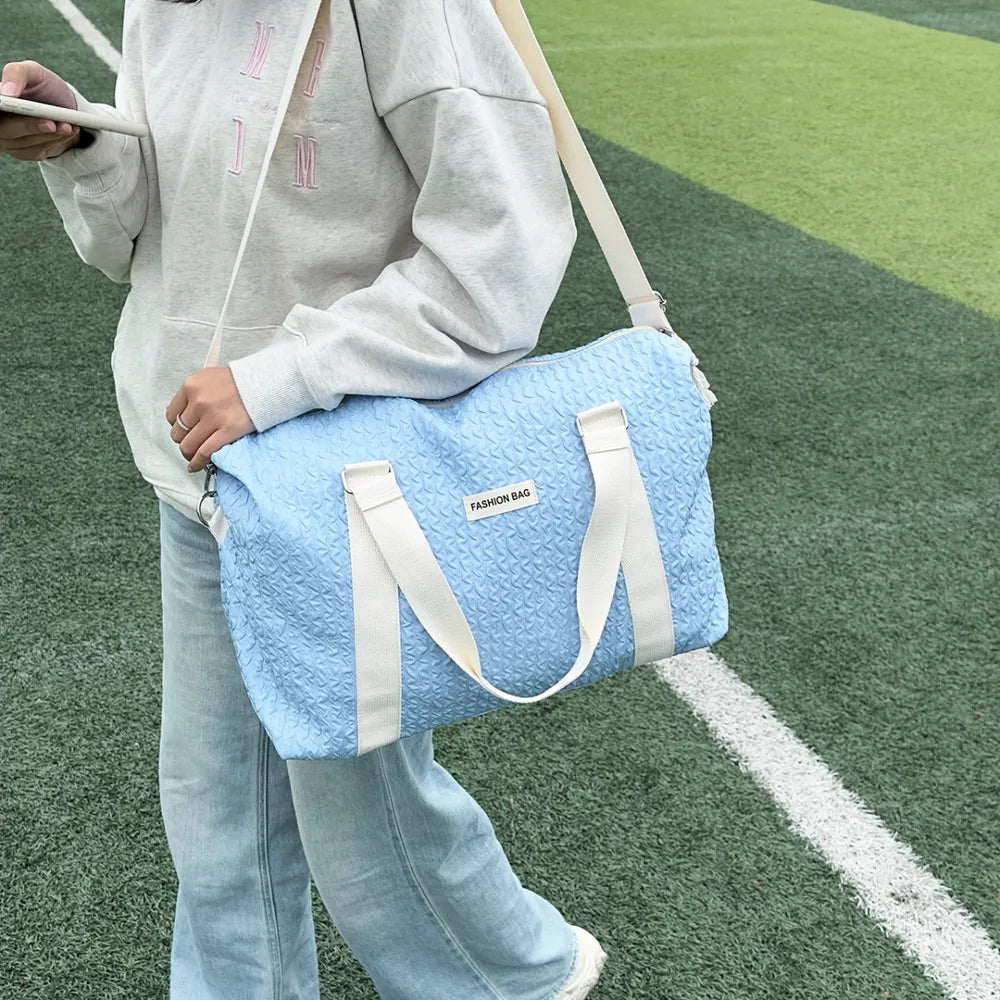 Textured Nylon Travel Bag - Premium travel-bag from Trendsi - Just $44.99! Shop now at Handbags Specialist Headquarter