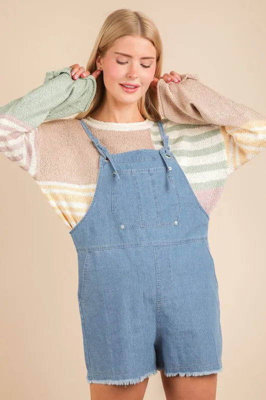 VERY J Mineral Washed Denim Casual Romper - Premium Women / Jeans & Denim from Trendsi - Just $40! Shop now at Handbags Specialist Headquarter