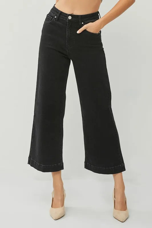 RISEN Full Size High Rise Wide Leg Ankle Jeans Plus Size - Premium Women / Jeans & Denim from Trendsi - Just $50.99! Shop now at Handbags Specialist Headquarter