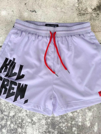 Men's Plus Size Letter Drawstring Shorts.