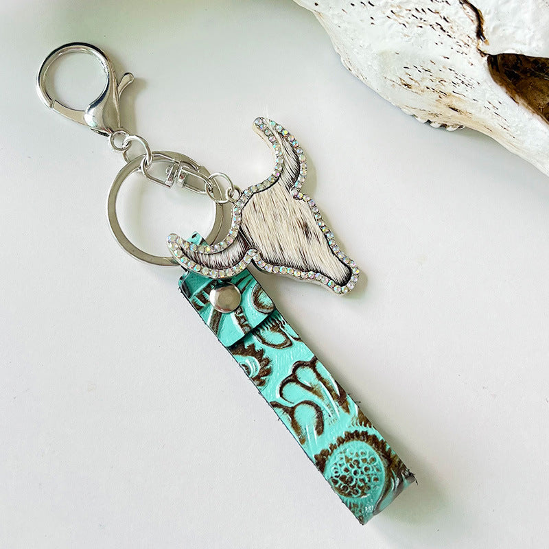 Rhinestone Bull Keychain - Premium Key chain from Trendsi - Just $11! Shop now at Handbags Specialist Headquarter