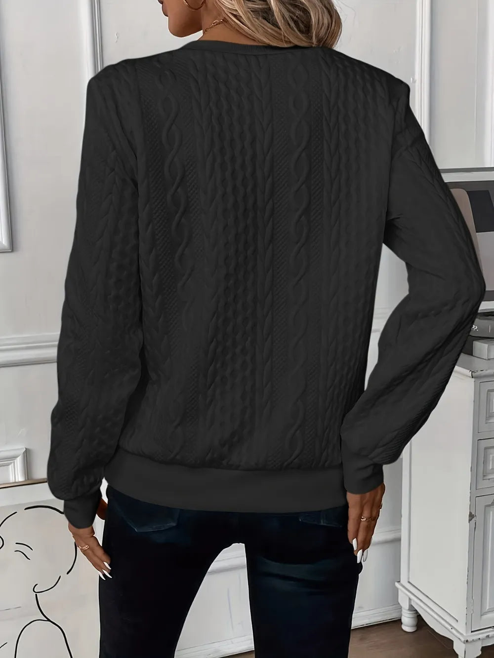 Texture Half Zip Long Sleeve Sweatshirt - Premium Tops from Trendsi - Just $22.16! Shop now at Handbags Specialist Headquarter
