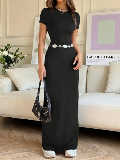 Short Sleeve Maxi Tee Dress - Premium Maxi Dress from Trendsi - Just $29.99! Shop now at Handbags Specialist Headquarter