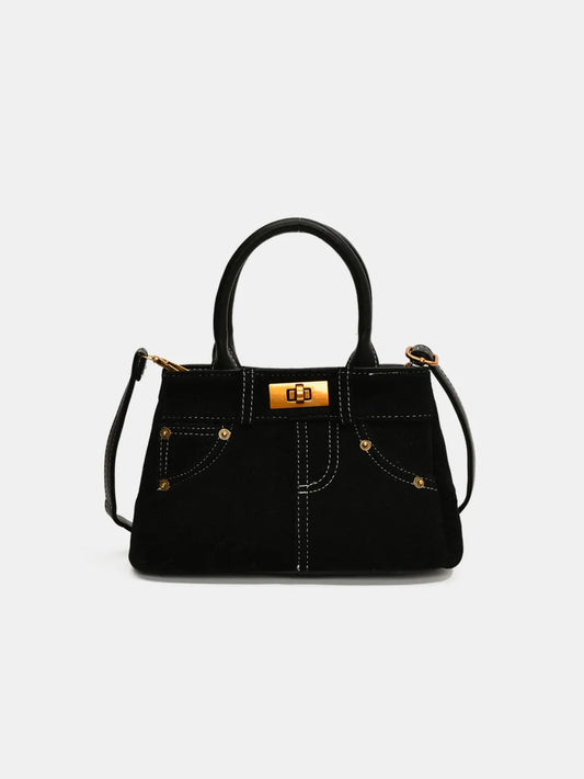 Suede Adjustable Strap Double-Use Handbag - Premium handbags from Trendsi - Just $30.99! Shop now at Handbags Specialist Headquarter
