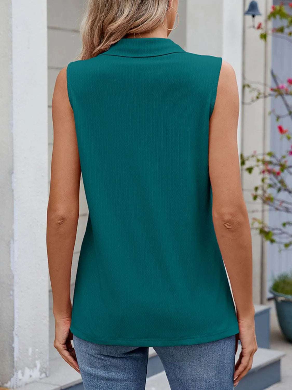 Quarter Zip Collared Tank - Premium Women / Tops from Trendsi - Just $22.60! Shop now at Handbags Specialist Headquarter