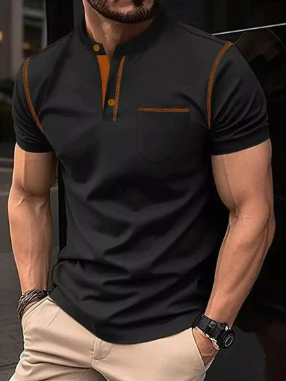 Men's Full Size Button Detail Short Sleeve Polo Plus Size.