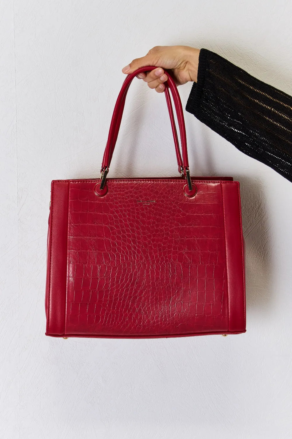 David Jones Texture PU Leather Handbag - Premium Handbags from Trendsi - Just $52.99! Shop now at Handbags Specialist Headquarter