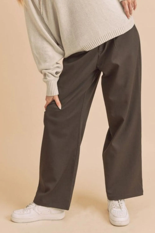 Aemi + Co High Waist Wide Leg Pants with Side Pockets - Premium  from Trendsi - Just $44.99! Shop now at Handbags Specialist Headquarter