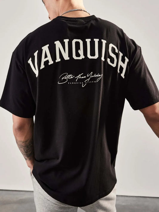 Men's Plus Size Letter Graphic Round Neck Half Sleeve T-Shirt - Premium Men's T Shirt from Trendsi - Just $23.80! Shop now at Handbags Specialist Headquarter
