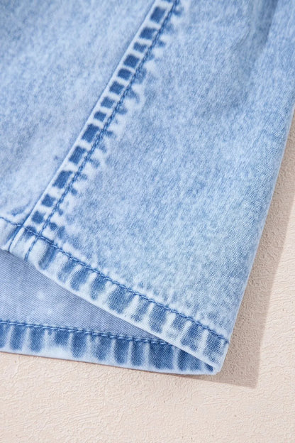 Bow Detail Spaghetti Straps Ruffle Hem Denim Dress - Premium Women / Jeans & Denim from Trendsi - Just $46.38! Shop now at Handbags Specialist Headquarter