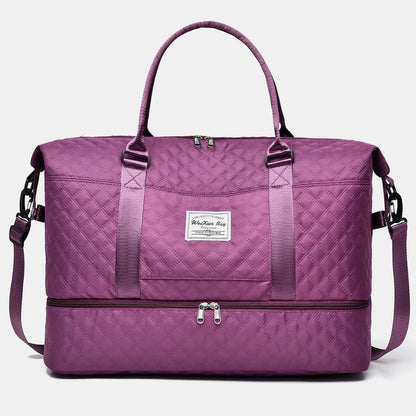 Diamond Grid Oxford Cloth Oversize Travel Bag - Premium travel-bag from Trendsi - Just $44.99! Shop now at Handbags Specialist Headquarter