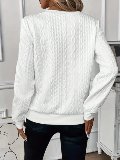 Texture Half Zip Long Sleeve Sweatshirt - Premium Tops from Trendsi - Just $22.16! Shop now at Handbags Specialist Headquarter