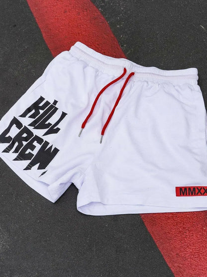 Men's Plus Size Letter Drawstring Shorts.