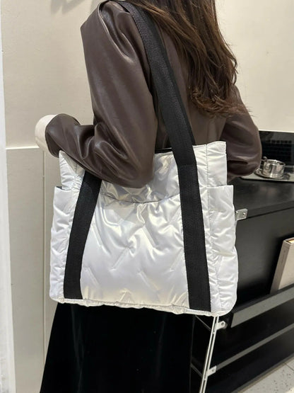Solid Color Tote Bag with Side Pockets.