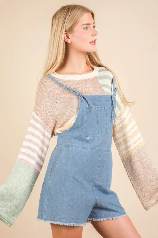 VERY J Mineral Washed Denim Casual Romper - Premium Women / Jeans & Denim from Trendsi - Just $40! Shop now at Handbags Specialist Headquarter