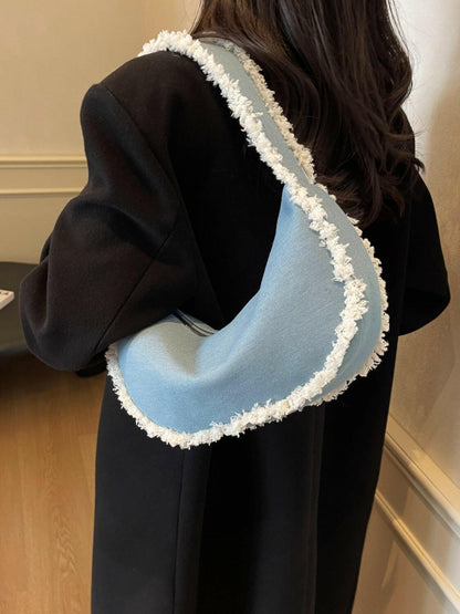 Raw Hem Denim Shoulder Bag.