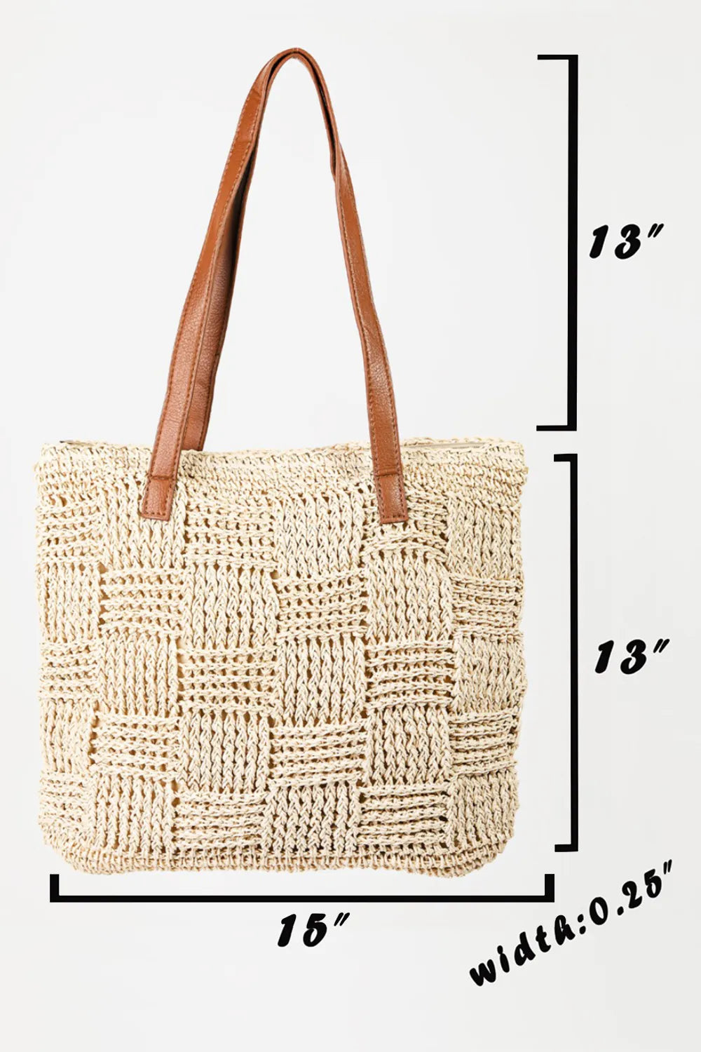 Fame Braided Faux Leather Strap Tote Bag - Premium Tote Bag from Trendsi - Just $44.99! Shop now at Handbags Specialist Headquarter