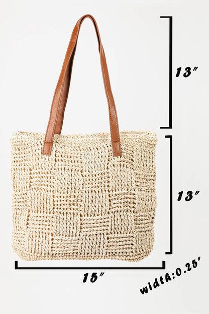 Fame Braided Faux Leather Strap Tote Bag - Premium Tote Bag from Trendsi - Just $44.99! Shop now at Handbags Specialist Headquarter