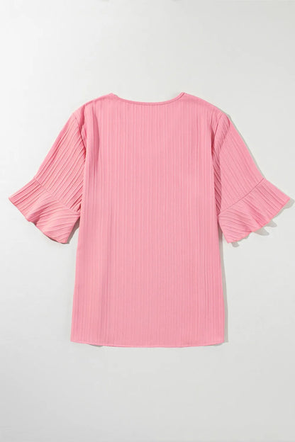 Plus Size V-Neck Half Sleeve Blouse - Premium Plus Size Shirts from Trendsi - Just $13.72! Shop now at Handbags Specialist Headquarter