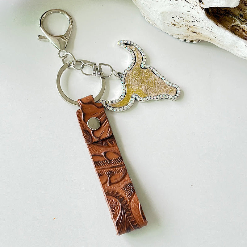 Rhinestone Bull Keychain - Premium Key chain from Trendsi - Just $11! Shop now at Handbags Specialist Headquarter