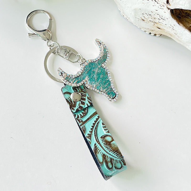 Rhinestone Bull Keychain - Premium Key chain from Trendsi - Just $11! Shop now at Handbags Specialist Headquarter