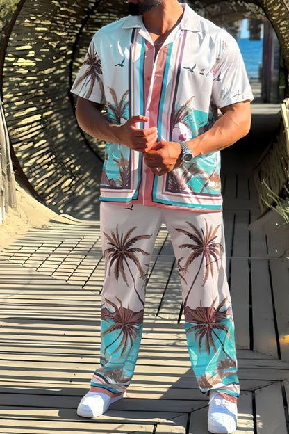 Men's Full Size Printed Short Sleeve Top and Pants Set Plus Size - Premium Men's Shirts from Trendsi - Just $39.38! Shop now at Handbags Specialist Headquarter