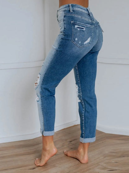 Distressed Jeans with Pockets - Premium Women / Jeans & Denim from Trendsi - Just $31.24! Shop now at Handbags Specialist Headquarter