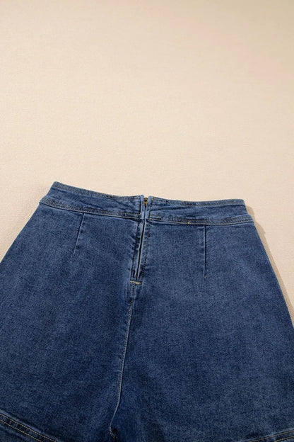 Asymmetrical Denim Skort with Pockets - Premium Women / Jeans & Denim from Trendsi - Just $35.46! Shop now at Handbags Specialist Headquarter