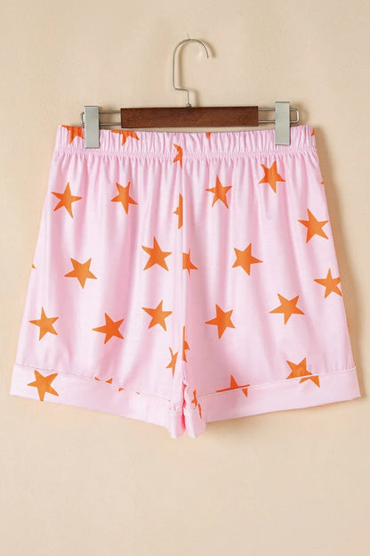 Star Print Short Sleeve Shirt and Shorts Set - Premium Sleepwear from Trendsi - Just $58.99! Shop now at Handbags Specialist Headquarter