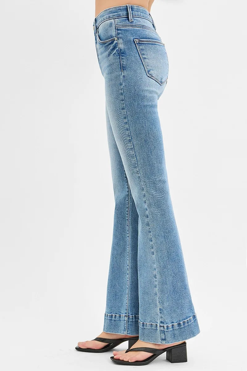 RISEN Full Size Tummy Control Elastic Band High Rise Flare Jeans Plus Size - Premium Women / Jeans & Denim from Trendsi - Just $68.99! Shop now at Handbags Specialist Headquarter