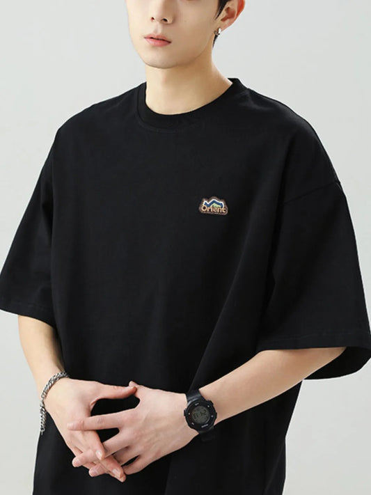 Men's Plus Size Embroidered Round Neck Half Sleeve T-Shirt - Premium Men's T Shirt from Trendsi - Just $26.12! Shop now at Handbags Specialist Headquarter