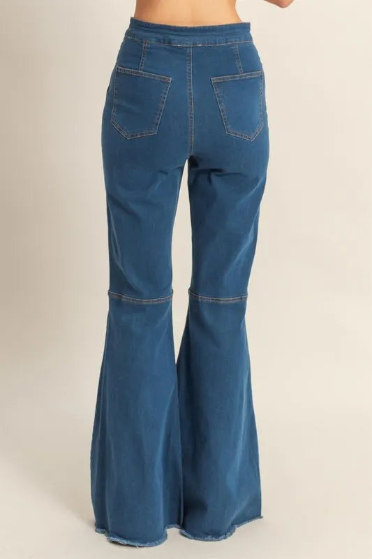 HYFVE Raw Hem High-Waist Washed Flared Jeans - Premium Women / Jeans & Denim from Trendsi - Just $43.52! Shop now at Handbags Specialist Headquarter