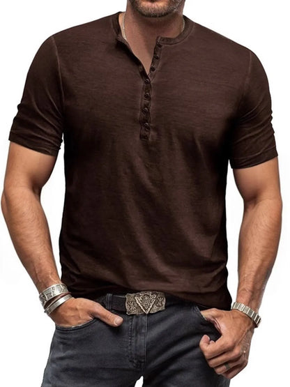 Men's Full Size Button Detail Short Sleeve Polo Plus Size - Premium Men's Shirts from Trendsi - Just $32.62! Shop now at Handbags Specialist Headquarter