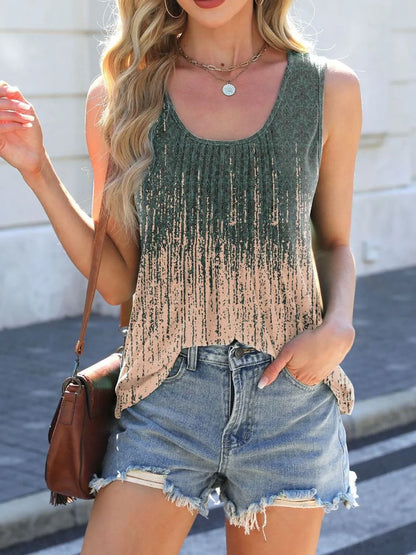 Printed Scoop Neck Wide Strap Tank - Premium Tops from Trendsi - Just $19.70! Shop now at Handbags Specialist Headquarter
