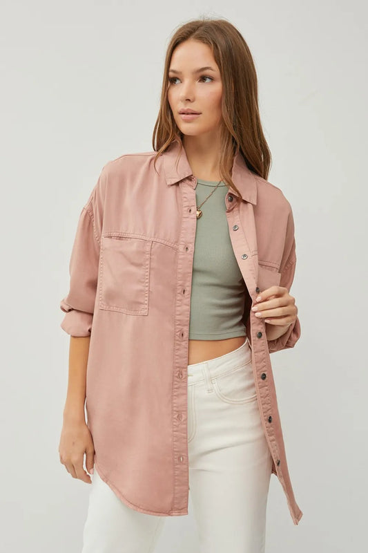 RISEN Full Size Button Up Long Sleeve Denim Shirt - Premium Women / Jeans & Denim from Trendsi - Just $65.54! Shop now at Handbags Specialist Headquarter