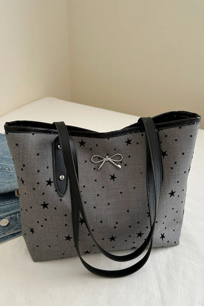 Bow Trim Polyester Tote Bag - Premium Tote Bag from Trendsi - Just $39.99! Shop now at Handbags Specialist Headquarter