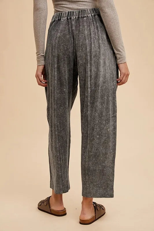 Annie Wear Mineral Washed Elastic Waist Pants - Premium Bottoms from Trendsi - Just $60.04! Shop now at Handbags Specialist Headquarter
