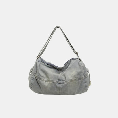 Adjustable Strap Denim Tote Bag - Premium Tote Bag from Trendsi - Just $36.99! Shop now at Handbags Specialist Headquarter