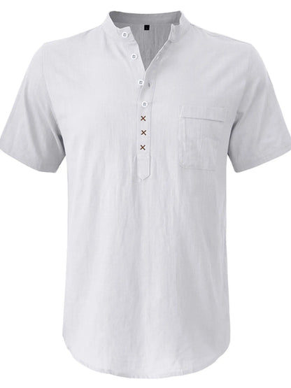 Men's Casual Collar Short Sleeve Linen Polo Shirt - Premium Men's Polo shirt from Trendsi - Just $41.99! Shop now at Handbags Specialist Headquarter