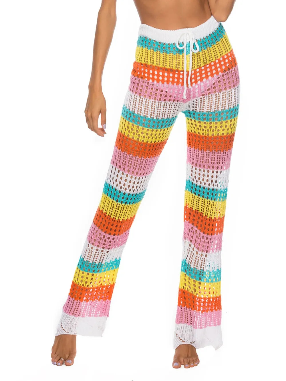Cutout Contrast High Waist Swim Pants - Premium Bottoms from Trendsi - Just $25! Shop now at Handbags Specialist Headquarter