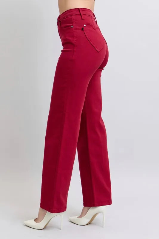 Judy Blue Full Size High Waist Heart Shaped Back Pockets 90's Straight Jeans Plus Size - Premium Women / Jeans & Denim from Trendsi - Just $63.99! Shop now at Handbags Specialist Headquarter