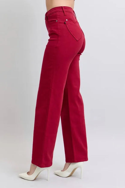 Judy Blue Full Size High Waist Heart Shaped Back Pockets 90's Straight Jeans Plus Size - Premium Women / Jeans & Denim from Trendsi - Just $63.99! Shop now at Handbags Specialist Headquarter