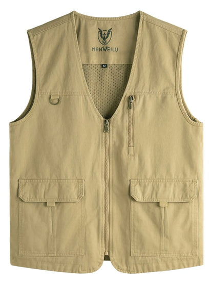 Men's Plus Size Zip Up V-Neck Vest - Premium  from Trendsi - Just $44.62! Shop now at Handbags Specialist Headquarter