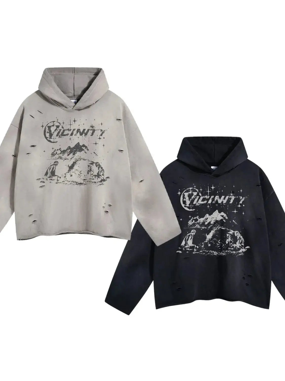 Men's Distressed Graphic Long Sleeve Hoodie.