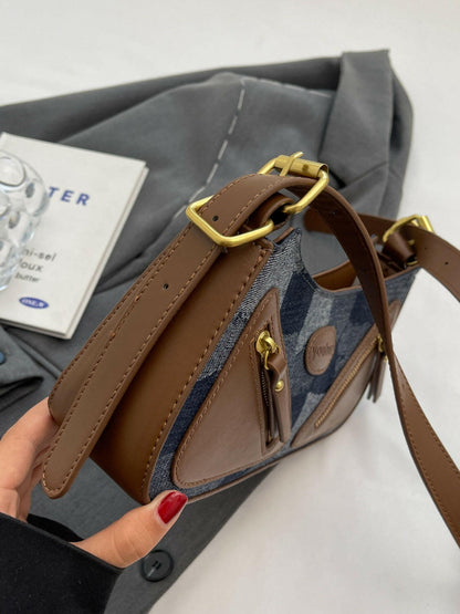 Plaid Adjustable Strap Shoulder Bag.